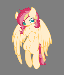 Size: 661x777 | Tagged: safe, artist:jaysey, derpibooru import, oc, oc only, pegasus, pony, base used, blank flank, female, gray background, magical lesbian spawn, mare, offspring, parent:fluttershy, parent:sunset shimmer, parents:sunshyne, simple background, solo