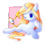 Size: 2500x2500 | Tagged: safe, artist:leafywind, derpibooru import, oc, oc only, oc:crystal summer, pony, unicorn, abstract background, female, hairbrush, jewelry, magic, mare, mirror, necklace, one eye closed, prone, reflection, simple background, solo, telekinesis, transparent background, wink