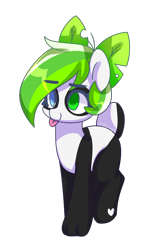 Size: 642x1000 | Tagged: safe, artist:lnspira, oc, oc only, oc:bamboo, original species, panda pony, pony, female, heterochromia, mare, simple background, solo, tongue out, transparent background