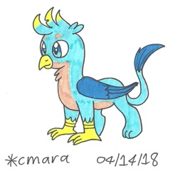 Size: 827x816 | Tagged: safe, artist:cmara, derpibooru import, gallus, griffon, school daze, cute, gallabetes, solo, traditional art