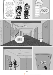 Size: 1200x1697 | Tagged: safe, artist:pia-sama, derpibooru import, rainbow dash, spike, anthro, comic:rogue diamond, chibi, comic, grayscale, monochrome, older, older spike, revy dash