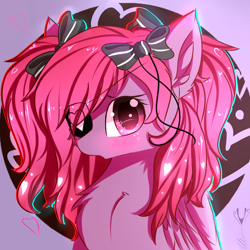 Size: 1500x1500 | Tagged: safe, artist:heddopen, derpibooru import, oc, oc only, pegasus, pony, blushing, bowtie, bust, chest fluff, ear fluff, heart, heart eyes, tied up, wingding eyes, wings