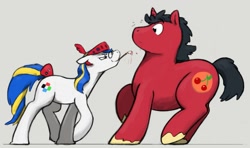 Size: 1391x824 | Tagged: safe, artist:raster dreams, derpibooru import, oc, oc only, oc:cherry filling, oc:dot matrix, earth pony, pony, unicorn, size difference