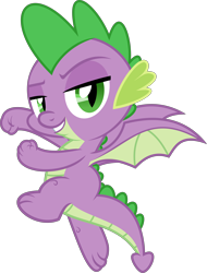 Size: 5466x7187 | Tagged: safe, artist:jhayarr23, derpibooru import, spike, dragon, molt down, absurd resolution, flying, male, narrowed eyes, raised fist, simple background, transparent background, vector, winged spike