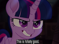 Size: 1074x804 | Tagged: safe, derpibooru import, edit, edited screencap, screencap, twilight sparkle, twilight sparkle (alicorn), alicorn, pony, my little pony: the movie, cropped, exploitable meme, faic, female, grin, mare, meme, smiling, solo, this is totally good, this is totally not good