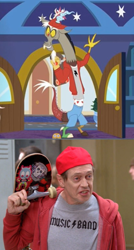 Size: 410x765 | Tagged: safe, derpibooru import, screencap, discord, a matter of principals, 30 rock, cropped, how do you do fellow kids, parody, reference, steve buscemi