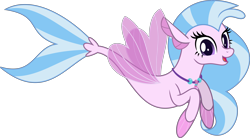 Size: 5190x2862 | Tagged: safe, artist:jhayarr23, derpibooru import, silverstream, pony, seapony (g4), school daze, female, fin wings, fins, jewelry, necklace, seashell necklace, simple background, solo, transparent background, vector