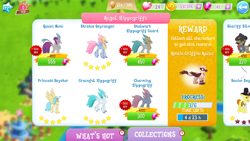 Size: 1280x720 | Tagged: safe, derpibooru import, princess skystar, queen novo, sheriff silverstar, stratus skyranger, classical hippogriff, griffon, hippogriff, my little pony: the movie, background griffon, background hippogriff, female, game screencap, gameloft, male, spread wings, wings