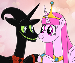Size: 1859x1552 | Tagged: artist needed, safe, derpibooru import, pony, adventure time, couple, crossover, crossover shipping, female, husband and wife, love, male, nergal, ponified, princess bubblegum, shipping, the grim adventures of billy and mandy