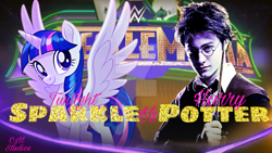 Size: 1024x576 | Tagged: safe, artist:cmpan, derpibooru import, edit, twilight sparkle, twilight sparkle (alicorn), alicorn, harry potter, wrestlemania, wwe