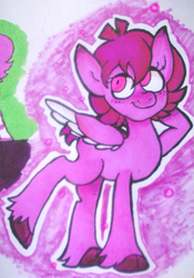 Size: 589x843 | Tagged: safe, artist:yojohcookie, derpibooru import, oc, oc:pinkghost, pegasus, pony, colorful, cute, female, fluffy, markers, mexico, pink, pink hair, ponified, solo, traditional art