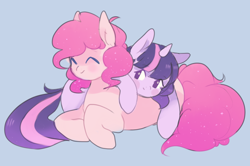 Size: 1342x890 | Tagged: safe, artist:balaraika, artist:serafelis, derpibooru import, pinkie pie, twilight sparkle, twilight sparkle (alicorn), alicorn, earth pony, pony, female, lesbian, mare, shipping, simple background, twinkie