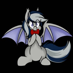 Size: 1280x1280 | Tagged: safe, artist:klayoh, derpibooru import, oc, oc only, oc:daturea eventide, bat pony, pony, black background, female, heart, looking at you, mare, simple background, solo