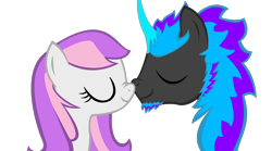 Size: 1500x834 | Tagged: safe, derpibooru import, oc, oc:amethyst lullaby, oc:forantis voidstar, love, nuzzling, simple background, transparent background