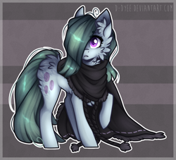 Size: 1200x1090 | Tagged: safe, artist:tenebristayga, derpibooru import, marble pie, earth pony, pony, abstract background, butt fluff, cheek fluff, cloak, clothes, commission, cute, digital art, ear fluff, female, fluffy, hair over one eye, looking at you, mare, raised hoof, solo