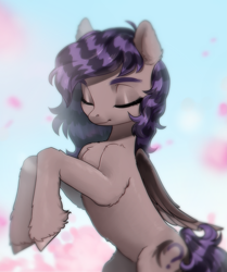 Size: 1827x2189 | Tagged: safe, artist:aphphphphp, derpibooru import, oc, oc only, oc:rune riddle, pegasus, pony, chest fluff, ear fluff, eyes closed, female, leg fluff, mare, rearing, solo, unshorn fetlocks