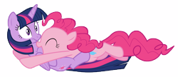 Size: 16200x7000 | Tagged: safe, artist:tardifice, derpibooru import, pinkie pie, twilight sparkle, twilight sparkle (alicorn), alicorn, earth pony, pony, fame and misfortune, absurd resolution, female, mare, simple background, tackle, transparent background