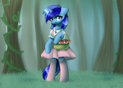 Size: 1600x1137 | Tagged: safe, artist:nika-rain, oc, oc only, oc:spacelight, pony, semi-anthro, unicorn, clothes, dress, female, forest, mare, multiple variants, socks, solo