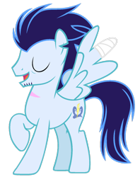 Size: 1024x1296 | Tagged: dead source, safe, artist:mintoria, soarin', pony, bandage, facial hair, older, scar, simple background, solo, transparent background