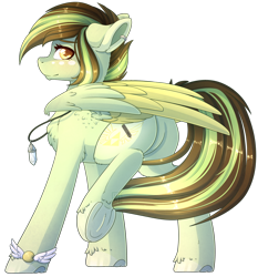 Size: 1024x1101 | Tagged: safe, artist:ak4neh, derpibooru import, oc, oc only, oc:akane, pegasus, pony, crystal, female, jewelry, looking at you, mare, necklace, raised hoof, simple background, solo, transparent background
