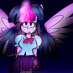 Size: 3000x3000 | Tagged: safe, artist:cosmiickatie, twilight sparkle, twilight sparkle (alicorn), alicorn, equestria girls, clothes, crying, horn, ponied up, sad, solo