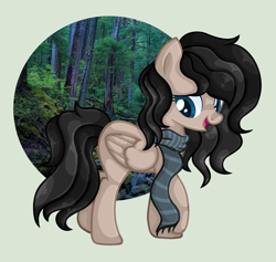 Size: 2192x2080 | Tagged: safe, artist:xxreddevil12xx, derpibooru import, oc, oc only, oc:coco whooves, pegasus, pony, base used, clothes, female, forest, high res, mare, offspring, parent:doctor whooves, scarf, solo