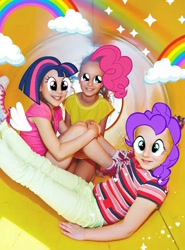 Size: 717x970 | Tagged: safe, derpibooru import, pinkie pie, twilight sparkle, human, irl, irl human, not salmon, photo, wat