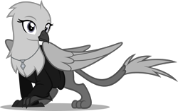 Size: 1720x1083 | Tagged: safe, artist:zacatron94, oc, oc only, oc:lux, griffon, clothes, simple background, smiling, solo, transparent background