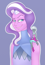 Size: 500x728 | Tagged: safe, artist:smilingm00n, diamond tiara, silver spoon, equestria girls, crossover, size difference, steven universe