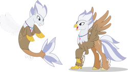 Size: 1024x582 | Tagged: safe, artist:mlp-trailgrazer, derpibooru import, oc, oc:silver quill, classical hippogriff, hippogriff, seapony (g4), classical hippogriffied, duality, feathered fetlocks, hippogriffied, jewelry, necklace, open beak, raised claw, seaponified, seapony silver quill, simple background, solo, species swap, spread wings, transparent background, wings