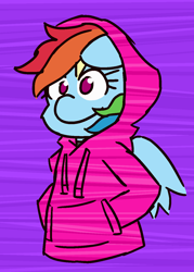 Size: 1000x1400 | Tagged: safe, artist:threetwotwo32232, derpibooru import, rainbow dash, anthro, 30 minute art challenge, clothes, female, hoodie, solo