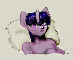 Size: 951x772 | Tagged: safe, artist:quille, twilight sparkle, pony, bed, original, original art, solo