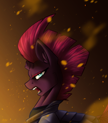 Size: 3500x4000 | Tagged: safe, artist:lrusu, derpibooru import, tempest shadow, unicorn, armor, broken horn, female, mare, open mouth, open up your eyes