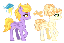 Size: 538x362 | Tagged: safe, artist:whalepornoz, derpibooru import, oc, oc only, pegasus, pony, dreadlocks, duo, female, magical lesbian spawn, mare, offspring, parent:cloudchaser, parent:fire streak, parent:lightning dust, parent:misty fly, parents:dustchaser, parents:mistystreak, simple background, transparent background