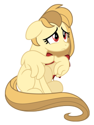 Size: 3495x4635 | Tagged: safe, artist:estories, derpibooru import, oc, oc:alice goldenfeather, pegasus, pony, female, high res, mare, sad, simple background, solo, transparent background, vector, wing hands