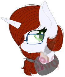 Size: 355x418 | Tagged: safe, artist:superrosey16, derpibooru import, oc, oc:hayhay, pony, unicorn, bust, female, glasses, mare, portrait, simple background, solo, transparent background