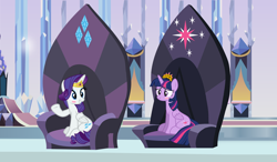 Size: 5440x3184 | Tagged: safe, artist:3d4d, derpibooru import, rarity, twilight sparkle, twilight sparkle (alicorn), alicorn, pony, alicorn thrones, alicornified, female, lesbian, race swap, raricorn, rarilight, shipping