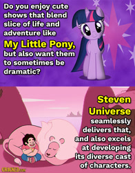 Size: 550x700 | Tagged: safe, derpibooru import, twilight sparkle, big cat, lion, cowboy bebop at his computer, cracked, cracked.com, cutie mark, steven universe