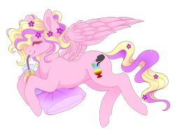 Size: 1024x768 | Tagged: safe, artist:scarlettenova, oc, oc only, pegasus, pony, drinking straw, female, mare, pillow, simple background, solo, transparent background