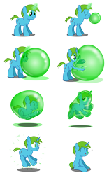 Size: 4500x7200 | Tagged: safe, artist:bladedragoon7575, derpibooru import, oc, oc:balance blade, pony, unicorn, absurd resolution, blowing bubbles, bubble, floating, glowing horn, happy, in bubble, magic, magic bubble, sequence, simple background, telekinesis, transparent background