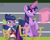 Size: 2362x1890 | Tagged: safe, artist:php97, derpibooru import, spike, twilight sparkle, twilight sparkle (alicorn), alicorn, dragon, horse play, chair, director's chair, glowing horn, happy, hat, levitation, magic, scene interpretation, script, telekinesis, theater