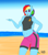 Size: 2481x2843 | Tagged: safe, artist:salamishowdown, derpibooru import, rainbow dash, anthro, plantigrade anthro, better together, beach, belly button, clothes, equestria girls outfit, female, midriff, solo, swimsuit