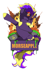 Size: 1725x2625 | Tagged: safe, artist:beardie, derpibooru import, oc, oc only, badge, con badge, dab, explosion, glasses, simple background, solo, toxic waste, transparent background