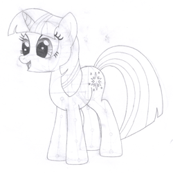 Size: 1200x1200 | Tagged: safe, artist:aafh, twilight sparkle, pony, unicorn, monochrome, solo, traditional art