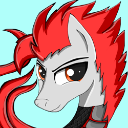 Size: 2000x2000 | Tagged: safe, artist:meteor-strike-mlp, derpibooru import, oc, oc:meteor strike, pegasus, pony, armor, food, gray, male, multiple tails, orange, red, stallion