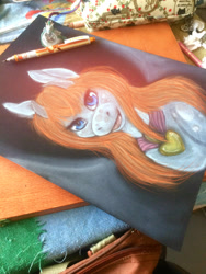 Size: 2448x3264 | Tagged: safe, artist:requiem♥, derpibooru import, pony, unicorn, female, mare, solo, traditional art