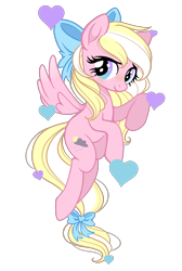 Size: 1490x2220 | Tagged: safe, artist:emberslament, derpibooru import, oc, oc only, oc:bay breeze, pegasus, pony, blushing, bow, cute, female, flying, hair bow, looking at you, mare, ocbetes, simple background, solo, tail bow, transparent background