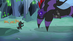 Size: 1280x720 | Tagged: safe, derpibooru import, screencap, pharynx, thorax, changeling, nymph, to change a changeling, changeling hive, changeling mega evolution, disguise, disguised changeling, flashback