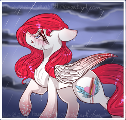 Size: 763x725 | Tagged: safe, artist:harmony134, derpibooru import, oc, oc only, oc:harmony (harmony134), crying, female, looking up, mare, rain, solo