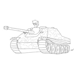 Size: 734x734 | Tagged: safe, artist:pizzamovies, oc, oc only, oc:pizzamovies, pony, german, jagdpanther, simple background, solo, tank (vehicle), world war ii